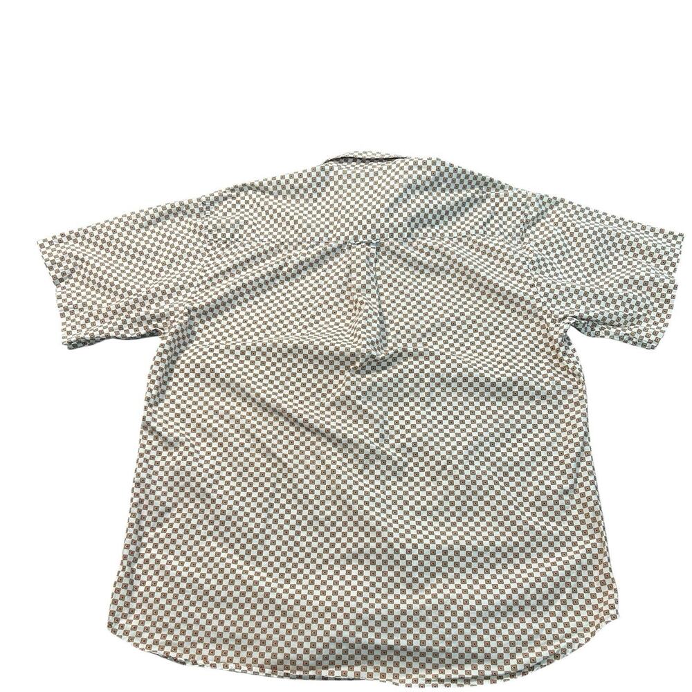 Oscar De La Renta Shirt Men L White Gold Red Retro Combed Cotton Short Sleeve - Picture 4 of 8